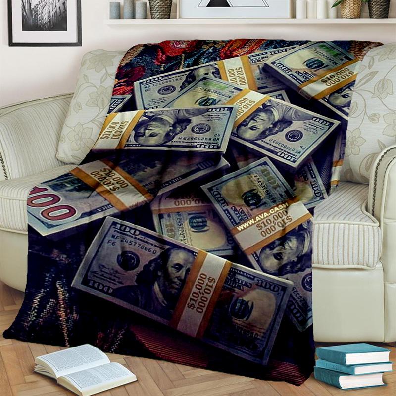 Coperta Ricca con Motivo di Dollari Euro in 3D, Coperta Morbida da Lancio per Casa Camera da Letto Letto Divano Picnic Viaggio Ufficio Coperta Copertura Bambini