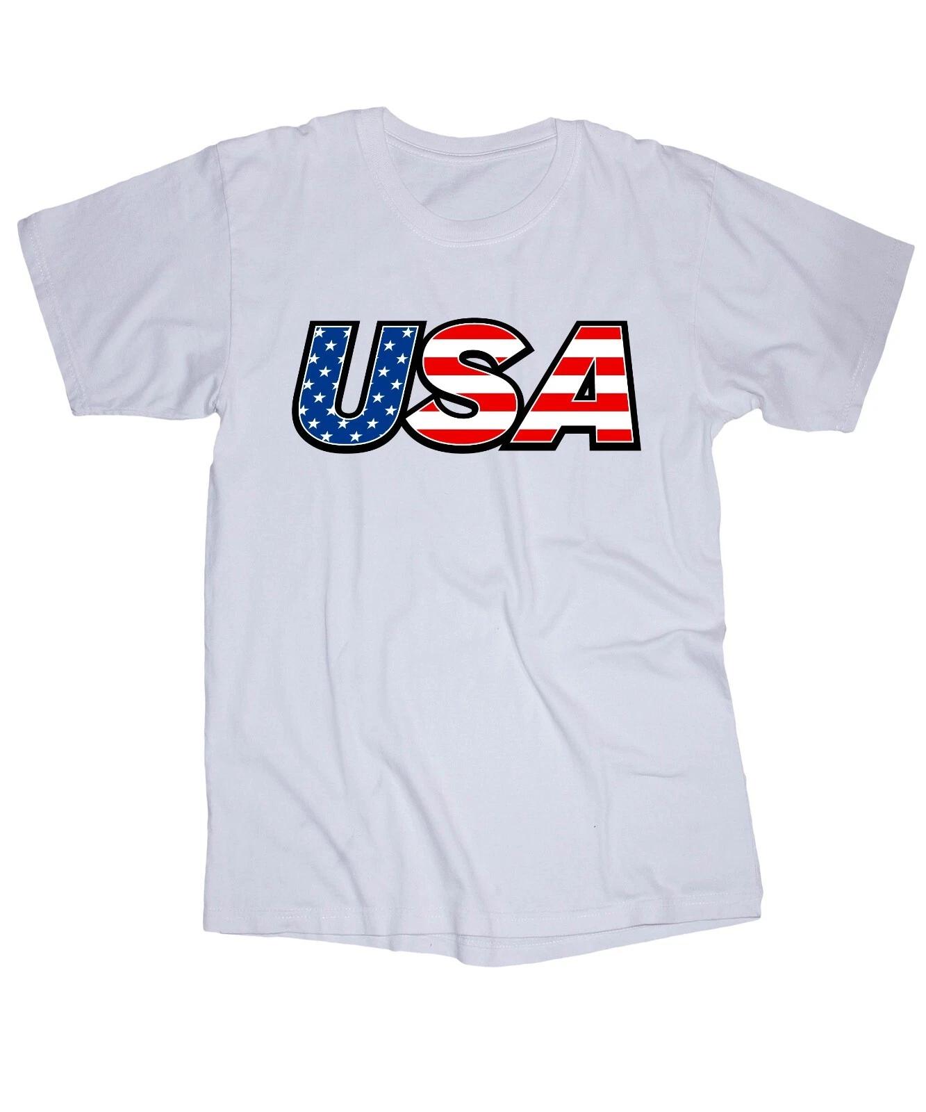 USA logo white T-shirt America Flag Patriot S