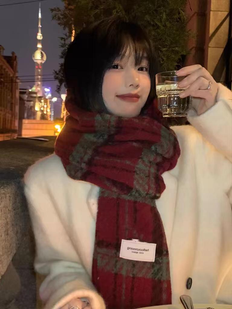 2024 Japonský Retro Kostkovaný Šátek s Třásněmi - Dámský Zimní Hřejivý Všestranný Studentský & Pár Nákrčník