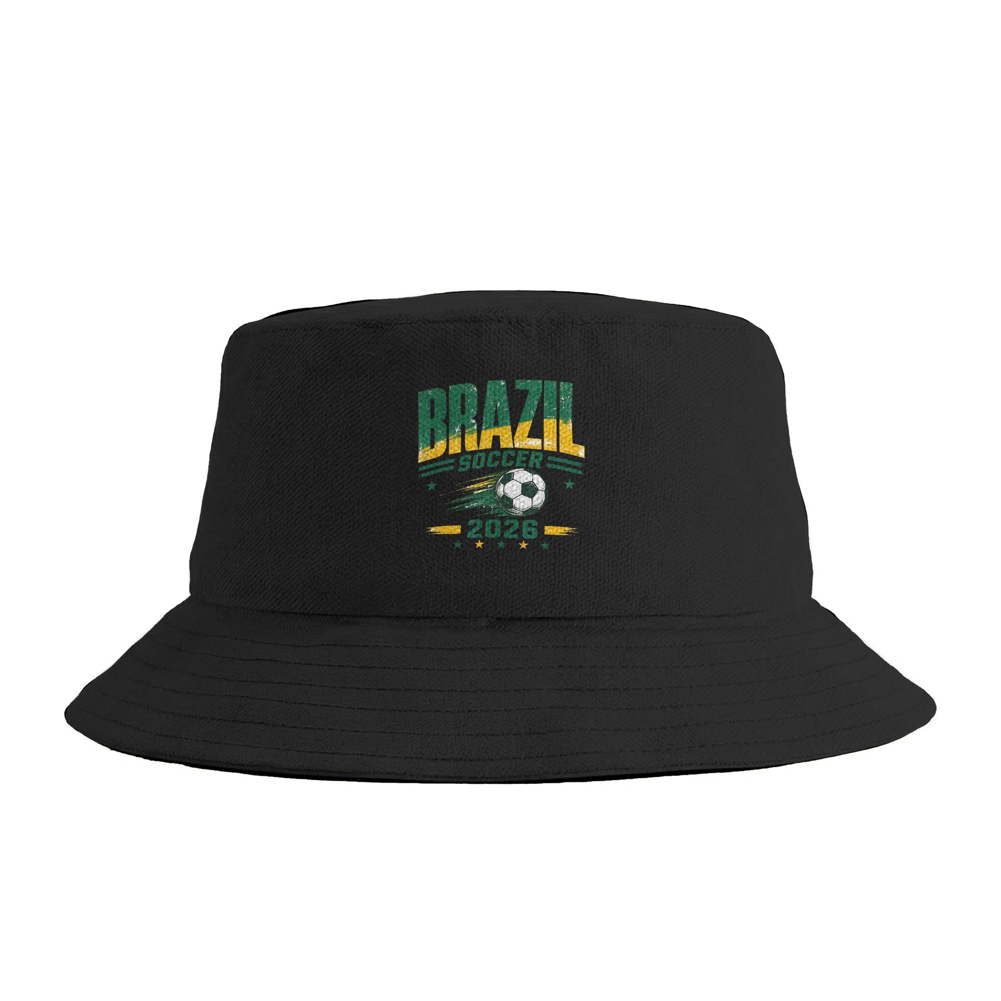 Unisex Brazil Soccer Ball Bucket Hat Soft Fold FisherUnisex Hats Summer Casual Fishing Caps Outdoor Graphic Visor Hat One Size