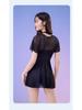 Sexy Lace V-Neck One-Piece Swimsuit with Built-in Bra Pads and Skirt Style