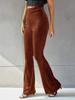 Women's Fashion Sexy High Waist Gold Velvet Ribbed Flared Pants