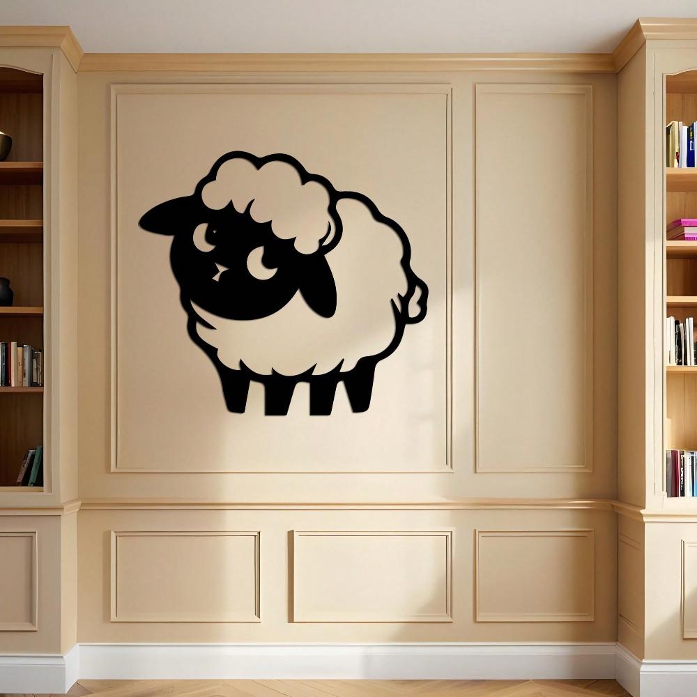 Large Laser Cut Sheep Metal Wall Art Black Iron Flock Modern Home Decor