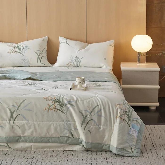 Cotton summer quilt air conditioner Xia Liang quilt pure cotton bed sheet4-piece set dormitory single summer thin quilt washable