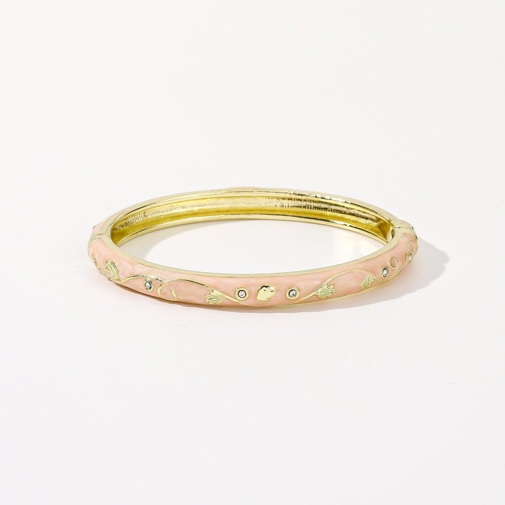 Small Floral Chinese Flower Bangle Enamel Women's Hand Bracelet Vintage Cloisonne Bangle Ladies
