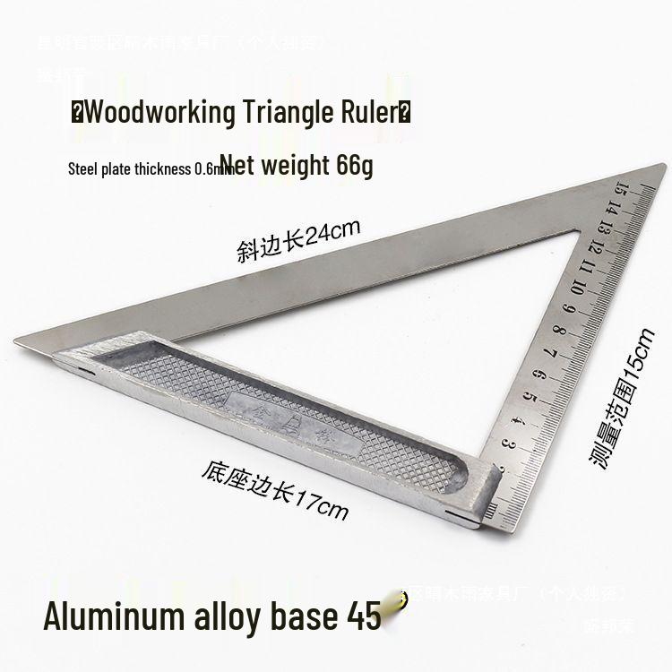Multifunctional Stainless Steel Triangle Ruler: 90° & 45° Angles for Woodworking