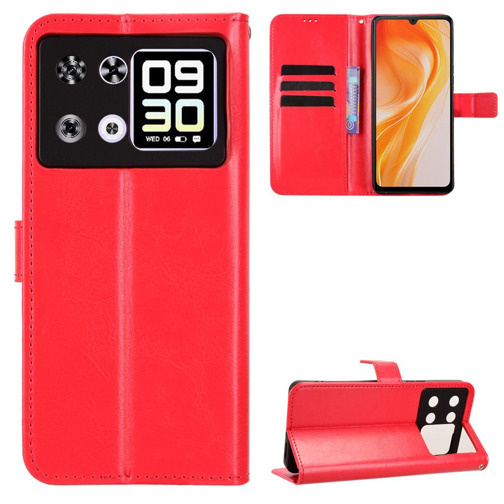 For Cubot P90 PU Leather Case with Strap Crazy Horse Texture Phone Wallet Cover