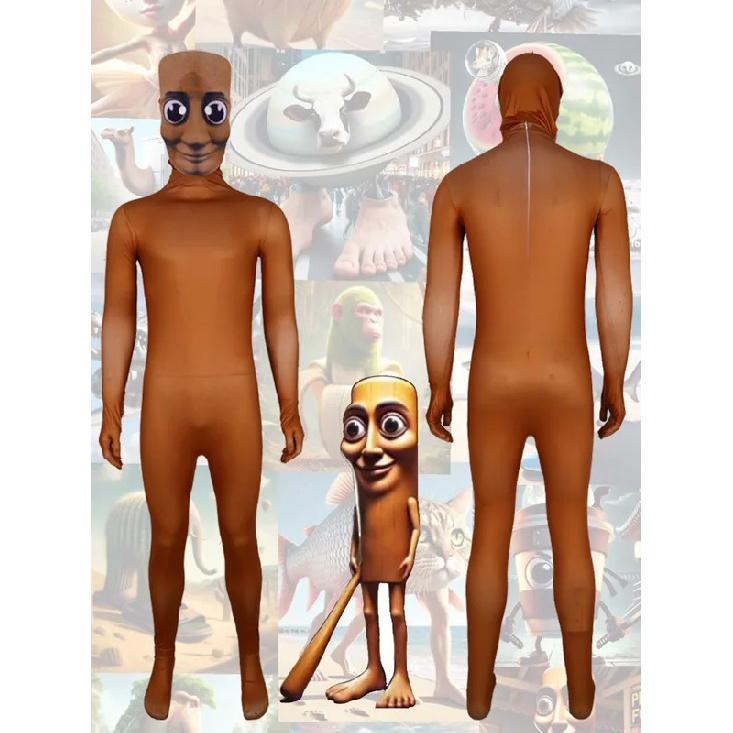 New Tung TungTung Sahur Adult Cosplay For Children Cartoon Jumpsuit Bodysuit Italian Brain Costumes Party Italian Brainrot Gifts