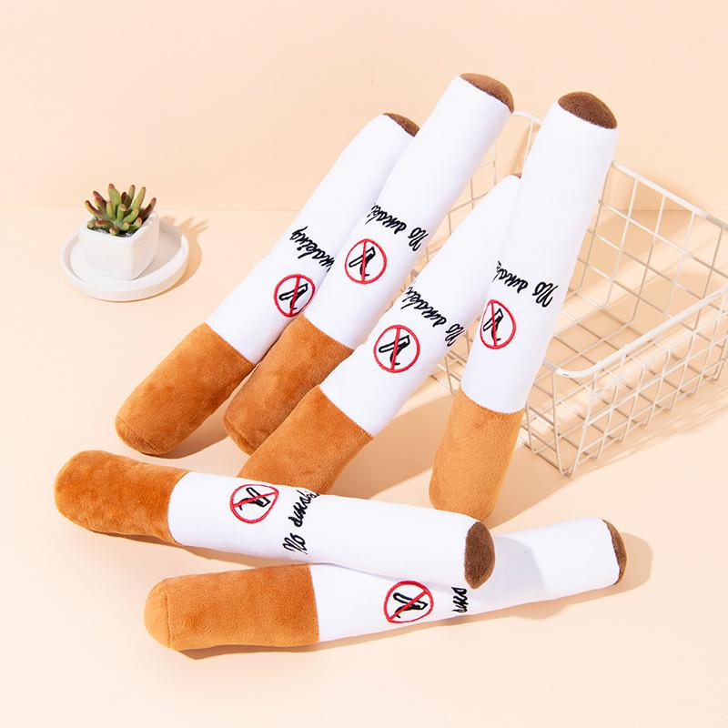 Cigarette Design Pet Plush Toy No Smoking Pet Plush Cigarette ShapeToy Cool Dogs Relaxing Toys For Dogs Cats