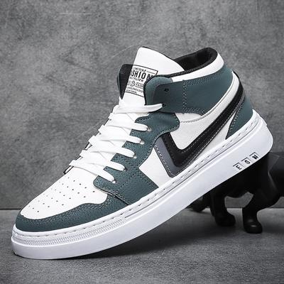 Męskie trampki za kostkę Nowe modne sznurowane buty na platformie Casualowe buty dla mężczyzn Trendy Męskie buty sportowe dla studentów Odporne na zużycie płaskie buty