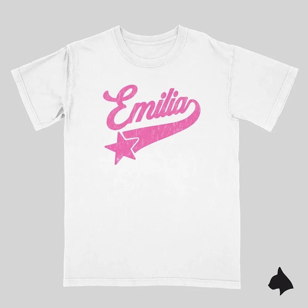 Famous Spanish Top Fashion Brand Bershka Tee Emilia Mernes Print Short Sleeve Women T-shirts Cotton Oversized Y2k Female Clothes