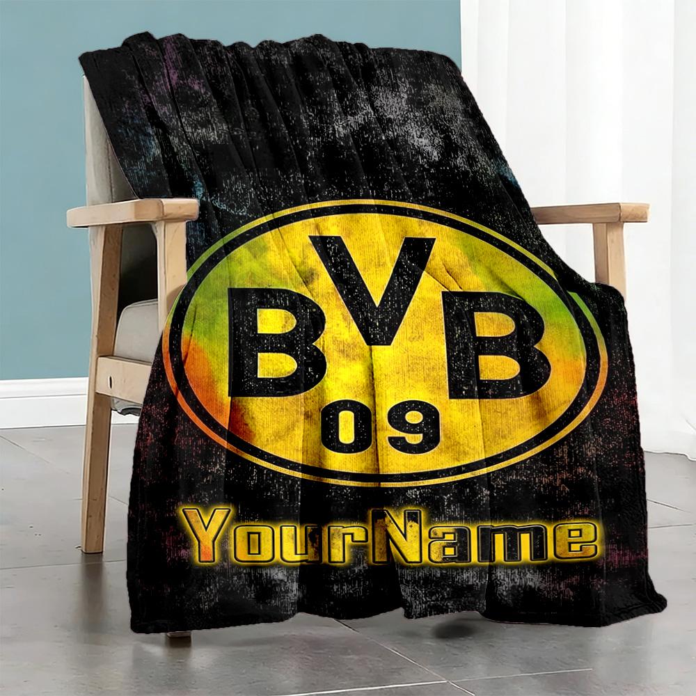 Borussia Dortmund Customize Text Blanket Lightweight Customizable Blanket Warmthful Decor Great for Office Couch Bed Living Room Ideal for All Seasons