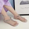 Summer Transparent Shoes Rhinestone Jelly Sandals Women'S Pvc Flat Outdoor Beach