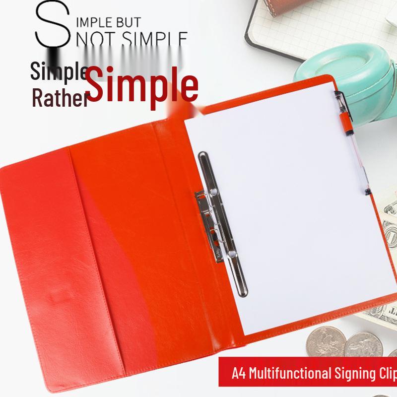 Premium Multi-functional Red Leather A4 Contract Folder красный