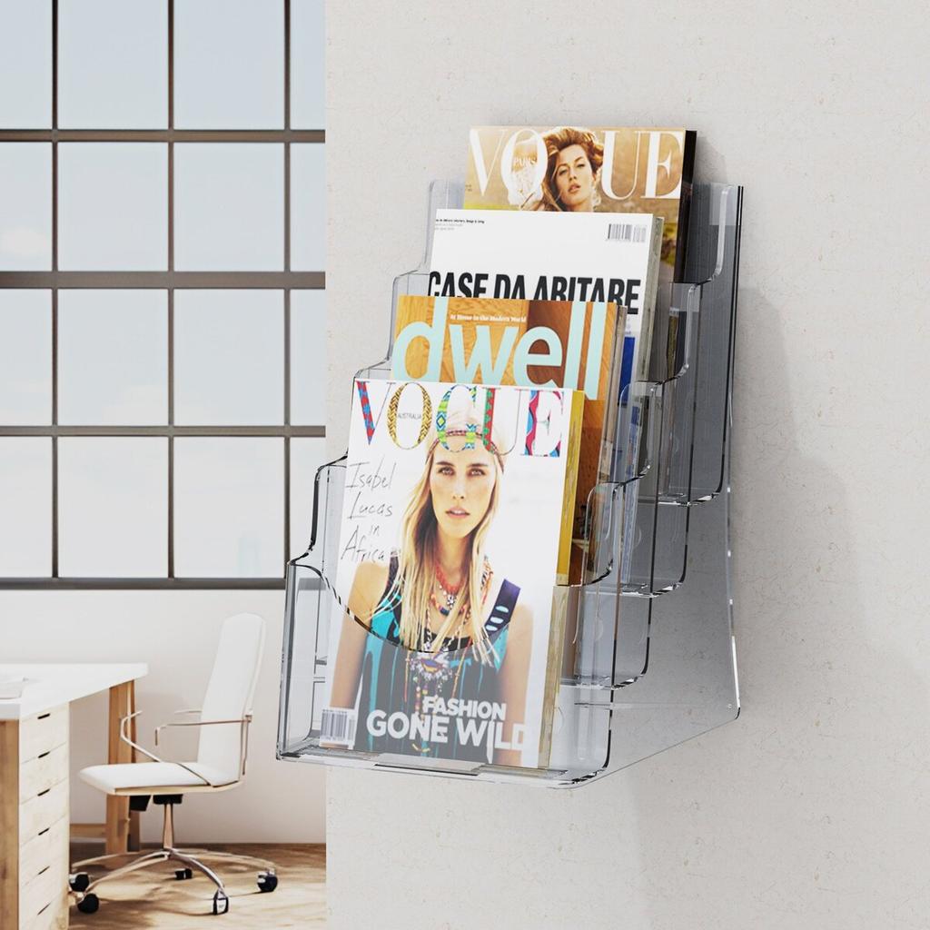 Acrylic Brochure Holder 8.5 X 11 Inch 4-Tier Literature Display Stand Rack