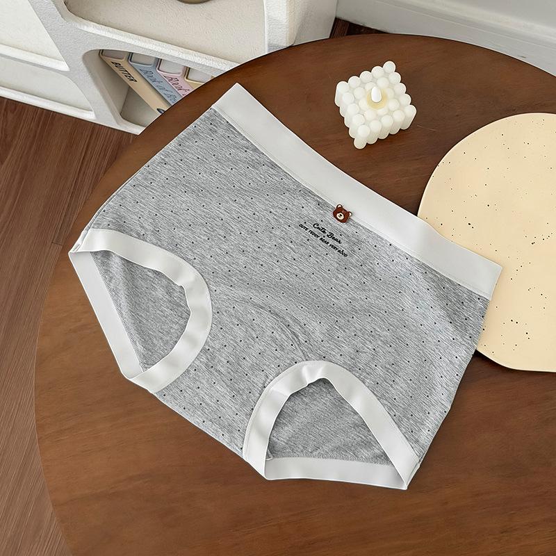 Women's Summer Fashion New Cartoon Bear 10A Antibacterial Mid Waist Briefs