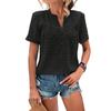 Women's Casual Short Sleeve Blouse V Neck Textured Dot Pattern Buttoned Front Lightweight Top for Everyday Wear