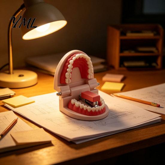 Accessori da Scrivania Divertenti Mini Cucitrice a Forma di Dente, Graziosa Matrice Dentale per Carta, Strumento Pratico per Rilegatura, Fermacarte, Creativo per Dentisti e Studenti
