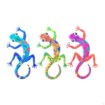 3x Gecko Wall Decor Metal Art,Iron Decors Accent Lizard Hanging Sculptures Outdoor Decoration