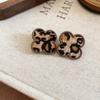Silver needle autumn and winter retro leopard print geometric square round stud earrings Maillard simple earrings niche high-end earrings