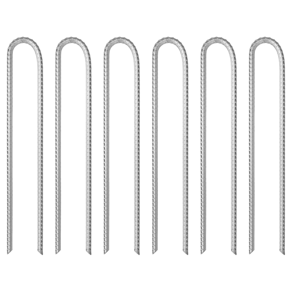 Tent Pegs 6 Pcs U Shape 37 cm Ø10 mm Galvanized Steel