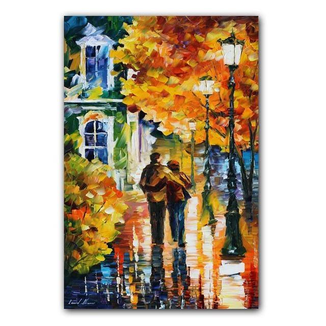 Nordic Watercolor Art Landscape Oil Painting Golden Autumn Canvas Painting for Living Room Corridor Office Home Decoration Mural No Frame