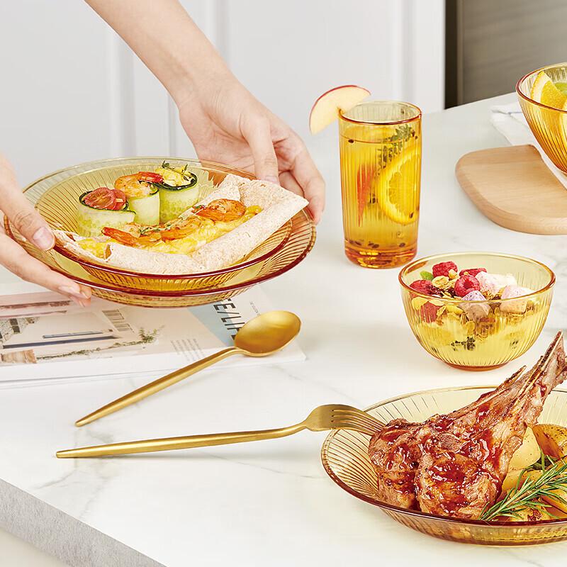 Corning VISIONS Amber Heat-Resistant Glass 10-Piece Dinnerware Set