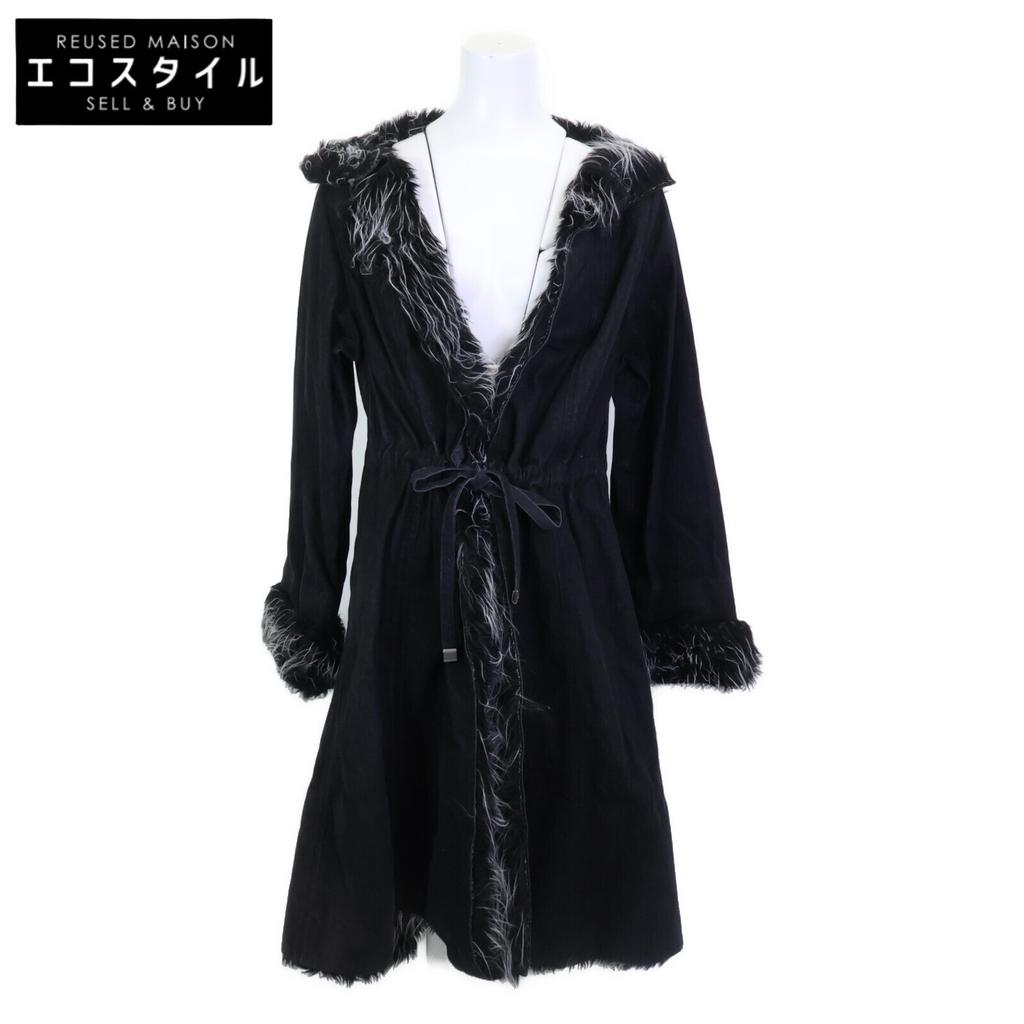 Chanel [Domestic Regular] 02A P20193 Fur Denim Coat 36 blackUsed
