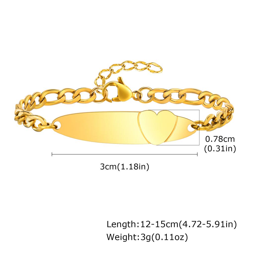Vnox Engraved Bracelets For Children Baby,Stainless Steel Curved Nameplate Free Customized,Fashion Jewelry Butterfly Accessory