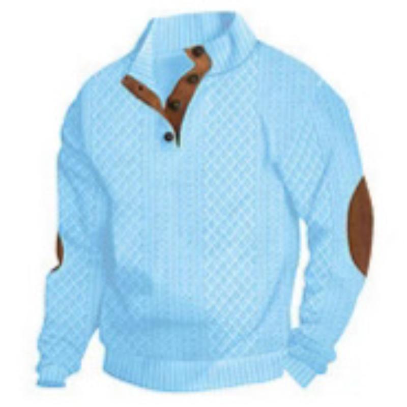 Spring and Autumn Men's Clothing Men's Stand Collar Long Sleeve Casual Outdoor Sweatshirt Jacquard Sweater