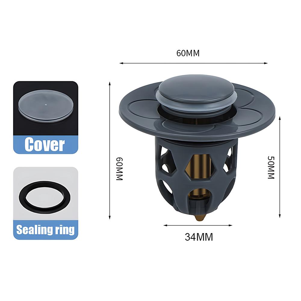 

Stainless Steel Pop-Up Bounce Core Basin Drain Filter Hair Catcher Sink Strainer Bathtub Stopper Bath Plug Bathroom Tool серый