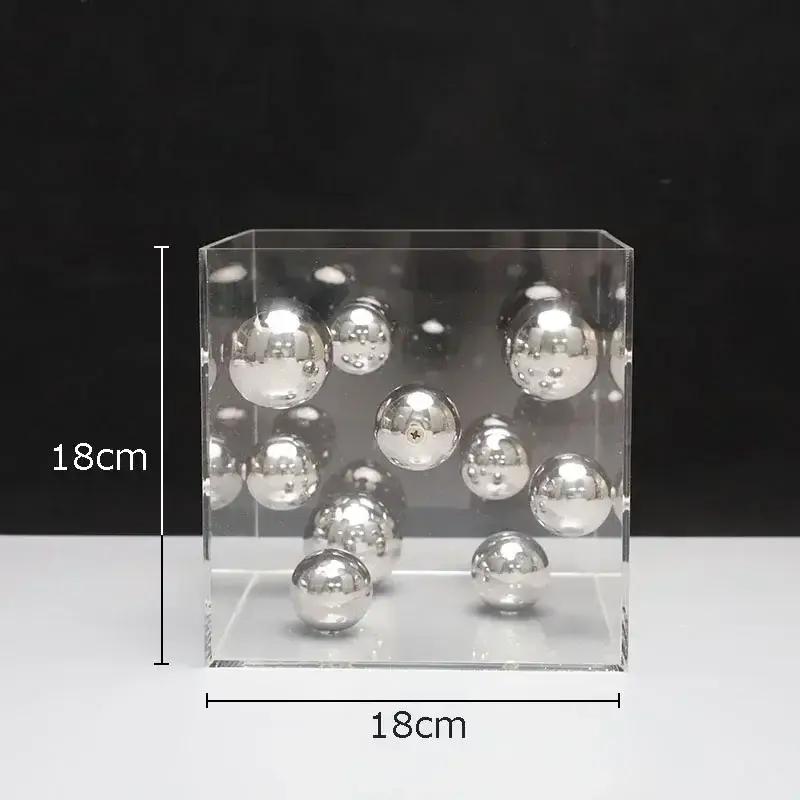 

Modern Clear Acrylic Square Boxes Sculptures Creative Square Acrylic Cover Sphere Decor Porch Cabinet Crafts Ornament Home Decor