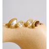 Yhpup Adjustable Stainless Steel Ring Natural Tiger Stone Simulated Pearls Zircon Golden PVD Plated Premium Chic Finger Jewelry