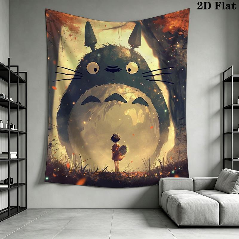 Neighbor Totoro Adventure Forest Tapestry Background Cloth Wallmounted Work Of Art Christmas Gift Atmospheric Background Cloth