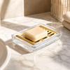 Bathroom Accessory Transparent Rectangular Soap Dish with Slotted Drain Modern