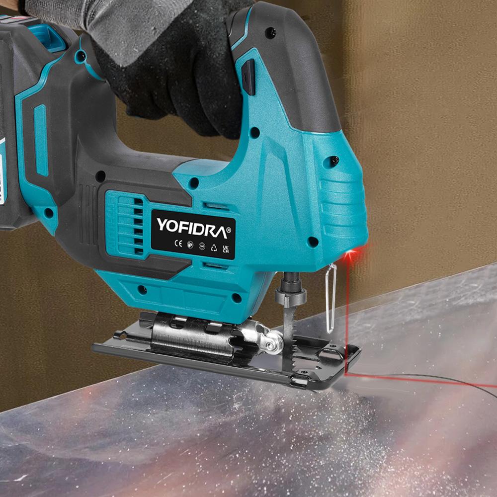 Yofidra 19mm Brushless Electric Jig Saw Infrared Laser Curve Saw Variable Speed MultiFunction Cutter For Makita 18V Battery Pin