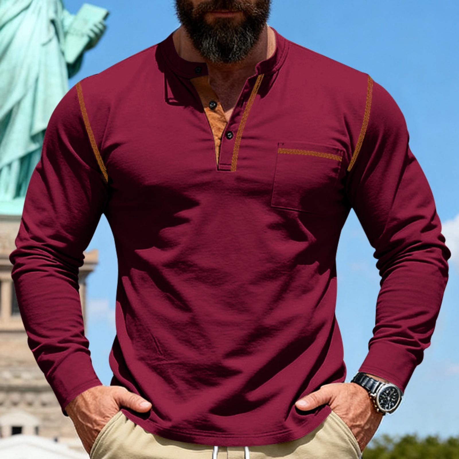 

Мужская рубашка с длинным рукавом, рубашка с отложным воротником, приталенная рубашка M красный