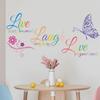 Vibrant Live Laugh Love Quote with Butterflies Wall Sticker for Bedroom Home Decor Removable Self-Adhesive Decal