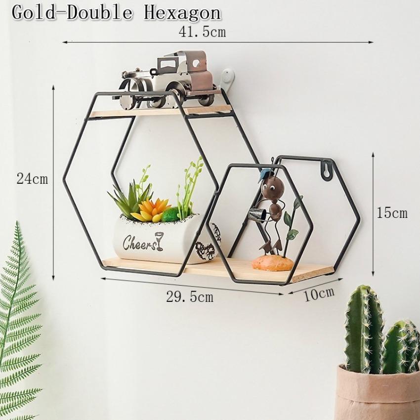 1 Pcs Metal Iron Storage Rack Multi Shape Storage Holders Black / Gold Nordic Wall Shelf DIY Home Decor Home Organizer