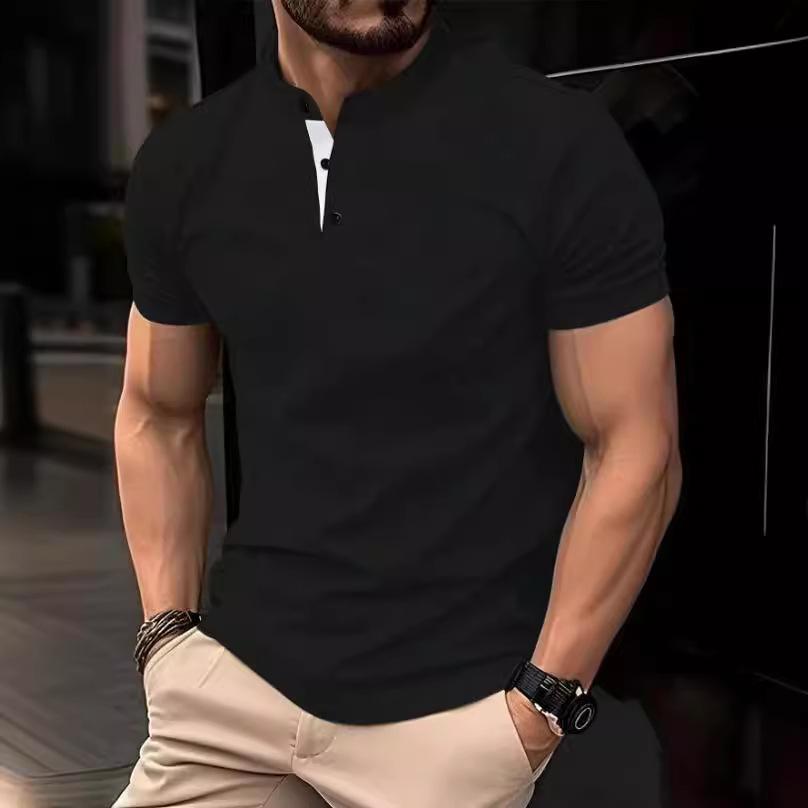 Men's Summer Sports Polo Shirt with Zipper Pocket