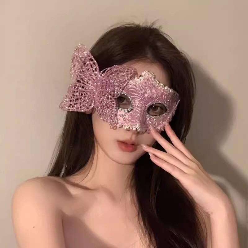 Masquerade Mask for Women Venetian Costume Half Face Costume Cosplay Lace Eye Mask Halloween Carnival Party Feather Mask 2025