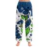 Women's Christmas  Print Trousers With Drawstring Cuffs Casual Pants And Pajamas