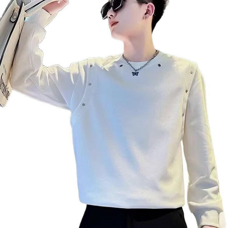 Cross Trendy Men's Autumn Sweatshirt: 48-Hour Shipping, Simple & Versatile Long Sleeve Round Neck Design.