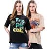 Women's Loose Fit Oversized Printed Half Sleeves Round Neck T-shirt Pack Of 2