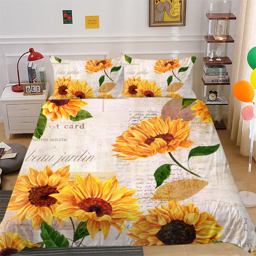 Juego de cama con estampado de flores, colchas de poliéster de doble tamaño, ropa de cama para el hogar de alto rango a la moda