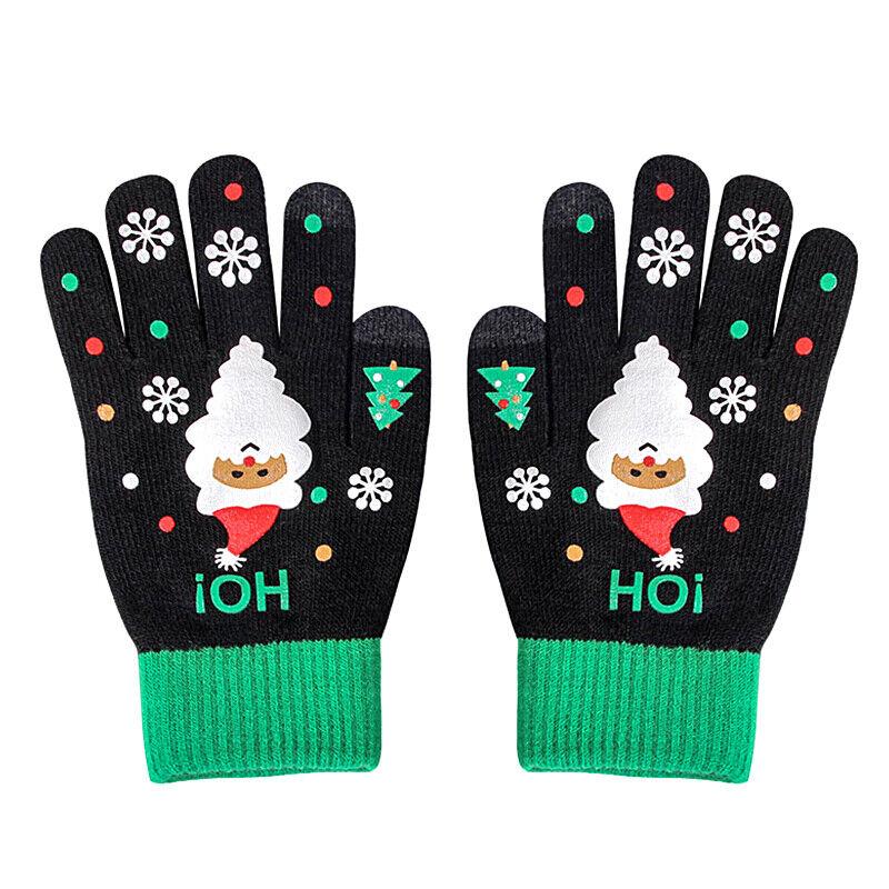 Men/Women Christmas Santa Gloves Thicken Touch Screen Winter Full Finger Mittens