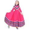 Traditional Mexican Long Dress for Girls Kids Folk Dance Party Performance Costume