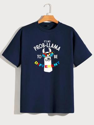 No Prob-Llama To Be Different Autism Awareness Llama Rainbow Puzzle Gift T-Shirt