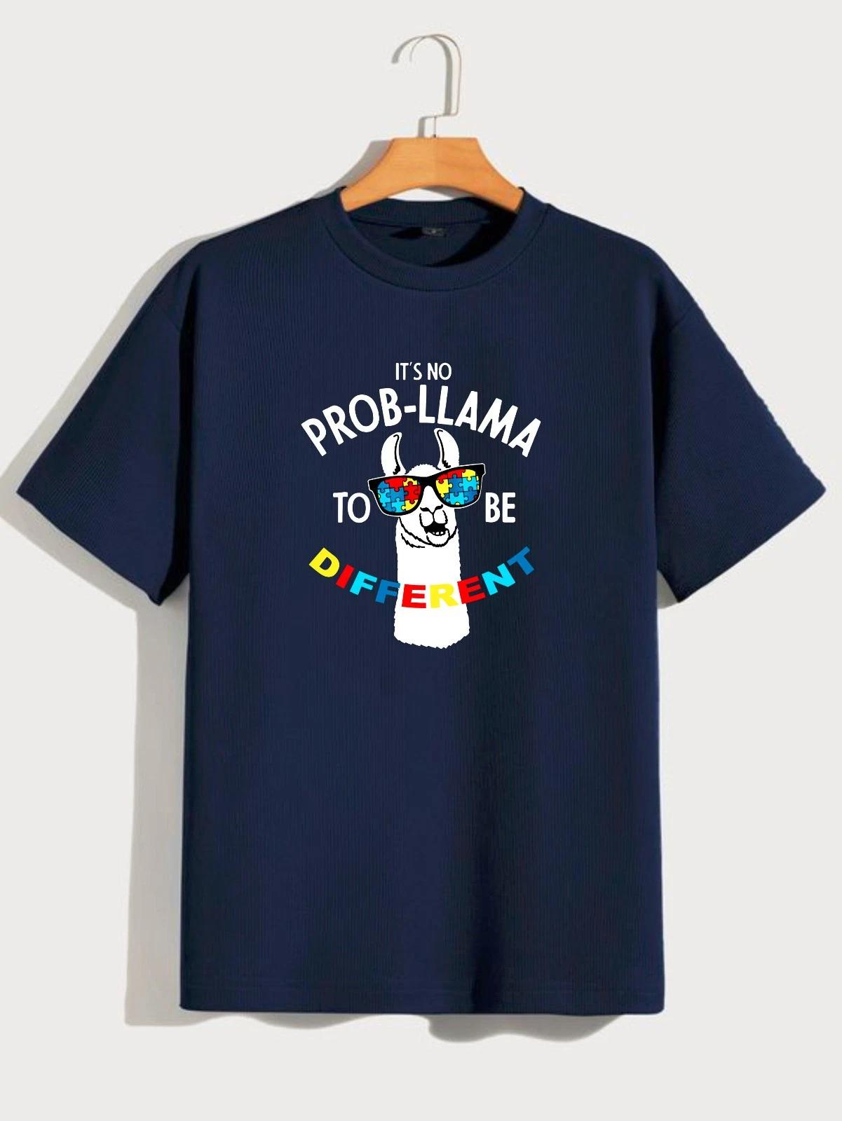 No Prob-Llama To Be Different Autism Awareness Llama Rainbow Puzzle Gift T-Shirt S