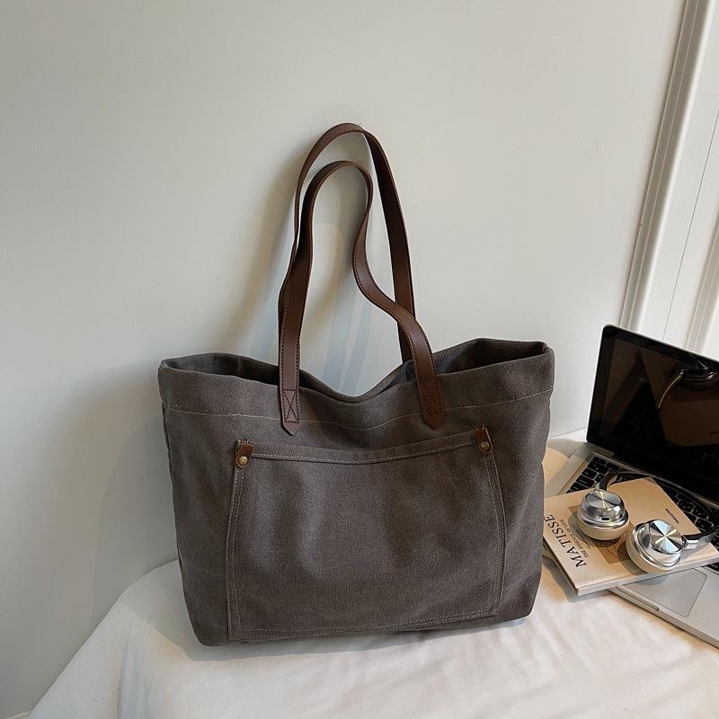 Canvas bag large bag shoulder bag trendy large capacity tote bag temperament underarm bag leisure bag